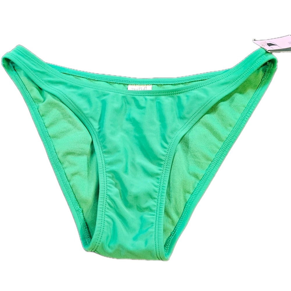 Swimsuit SZ S Womens Low-Rise High Leg Cheeky Green Bikini Bottoms